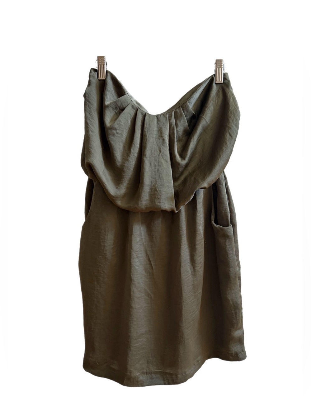 Olive Green Strapless Mini Dress